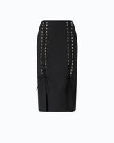 Slim-fit midi skirt with two slits - | Pinko