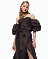 Crop top with puff sleeves - | Pinko