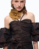 Crop top with puff sleeves - | Pinko