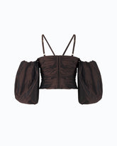 Crop top with puff sleeves - | Pinko