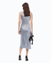 Midi sheath dress with draped neck - Light Blue | Pinko