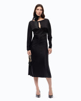Satin-effect midi dress with gathering - | Pinko
