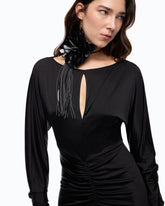Satin-effect midi dress with gathering - | Pinko