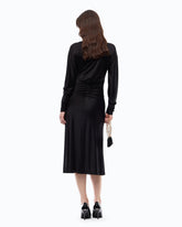 Satin-effect midi dress with gathering - | Pinko