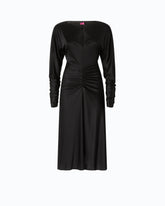 Satin-effect midi dress with gathering - | Pinko