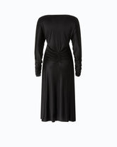 Satin-effect midi dress with gathering - | Pinko