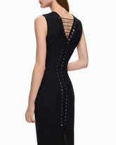 Slim-fit midi dress with lacing - Black | Pinko