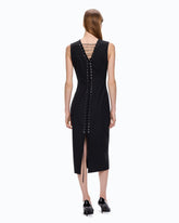 Slim-fit midi dress with lacing - | Pinko