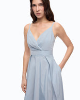 Langes Kleid aus Taftstoff mit Schlitz - Hellblau | Pinko
