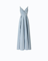 Langes Kleid aus Taftstoff mit Schlitz - Hellblau | Pinko