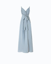 Langes Kleid aus Taftstoff mit Schlitz - Hellblau | Pinko