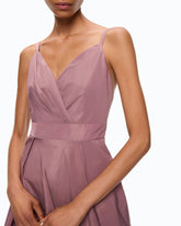 Langes Kleid aus Taftstoff mit Schlitz - Rosa | Pinko