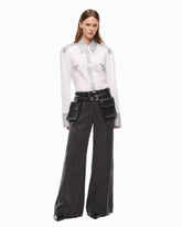 Poplin shirt with strass embellishments - White | Pinko