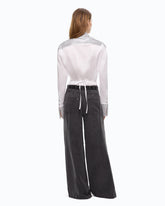 Poplin shirt with strass embellishments - White | Pinko