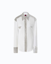 Poplin shirt with strass embellishments - White | Pinko