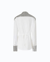 Poplin shirt with strass embellishments - White | Pinko