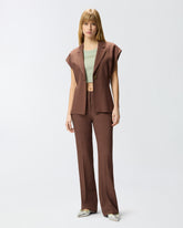 Trousers with pressed pleat detail - Brown | Pinko