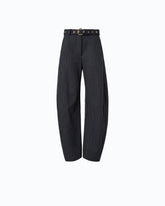 Pinstriped wool-blend balloon-leg trousers - Multicolor Blue-White | Pinko