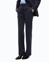 Pinstriped wool-blend trousers - Multicolor Blue-White | Pinko