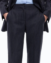 Pinstriped wool-blend trousers - Multicolor Blue-White | Pinko