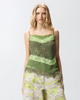 Patchwork-effect lace top - | Pinko