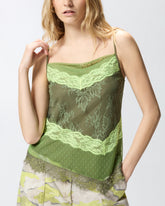 Patchwork-effect lace top - | Pinko
