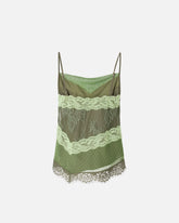 Patchwork-effect lace top - | Pinko