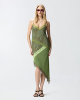 Asymmetrisches, kurzes Kleid aus Spitze mit Patchwork-Effekt - | Pinko