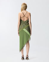 Asymmetric patchwork-effect lace mini dress - | Pinko