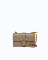 Small Love Bag One leather shoulder bag with New Buckle - Beige | Pinko