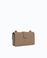 Small Love Bag One leather shoulder bag with New Buckle - Beige | Pinko