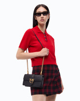 Kleine Love Bag One Schultertasche aus Leder mit New Buckle - Schwarz | Pinko