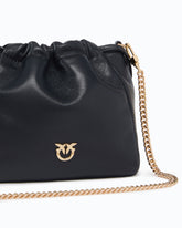 Shoulder bucket bag in nappa leather with two straps - Black | Pinko