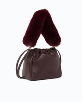 Shoulder bucket bag in nappa leather with two straps - Dark Red | Pinko