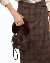Shoulder bucket bag in nappa leather with two straps - Dark Red | Pinko