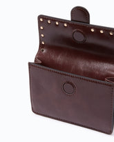 Love Pocket card holder in leather with chain shoulder strap - Dark Red | Pinko