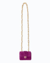 Kartenetui Pocket Necklace aus Veloursleder mit Schmuck-Schulterriemen - Rosa | Pinko