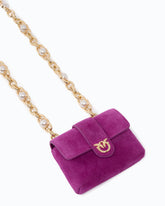 Kartenetui Pocket Necklace aus Veloursleder mit Schmuck-Schulterriemen - Rosa | Pinko