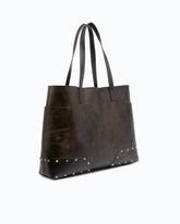 Shopper bag in cloud leather with patches and studs - Dark Red | Pinko