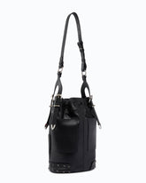 Bucket Mini crossbody bag in leather with jewel studs - Black | Pinko