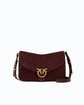 Love Bag Satchel medium crossbody bag in suede - Dark Red | Pinko