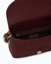 Mini Love Bag Satchel crossbody bag in suede - Dark Red | Pinko