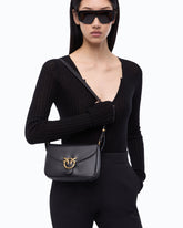 Kleine Love Satchel Umhängetasche aus Leder - Schwarz | Pinko