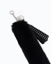 Faux fur pendant charm keyring with studs - Black | Pinko