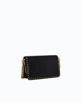 Small Love One Slouchy crossbody bag in leather with studs - Black | Pinko