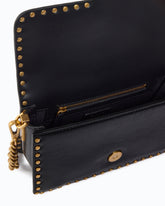 Small Love One Slouchy crossbody bag in leather with studs - Black | Pinko