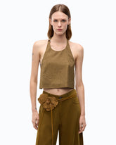 Fully rhinestoned open-back top - Green | Pinko