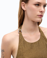 Fully rhinestoned open-back top - Green | Pinko