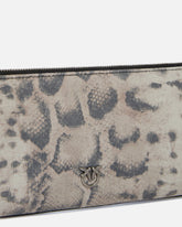 Mittelgroße Schulter-Clutch New Horizontal aus Veloursleder mit Python-Print - | Pinko