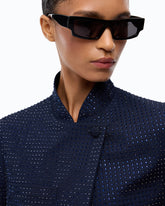 Cropped jacket with rhinestones - | Pinko
